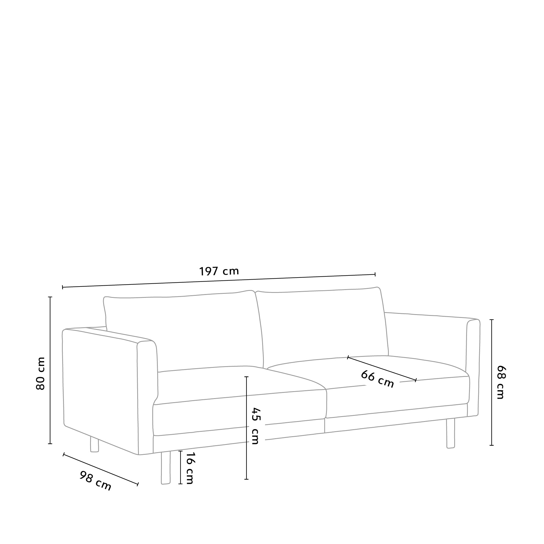 Capella II 3 pers. sofa på ben